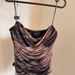Zara printed tule top